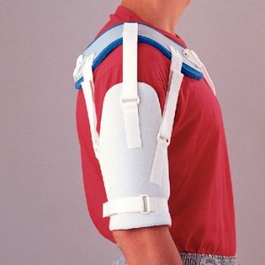 Effectively treats shoulder subluxation. Snug-fitting humeral cuff held in place by bicep/tricep belly band. Three adjustable straps act similarly to deltoids to pull humeral head into correct position and to control mobility, encouraging internal or external rotation as needed. Comfortable, polyurethane lining won’t slip. Latex free.