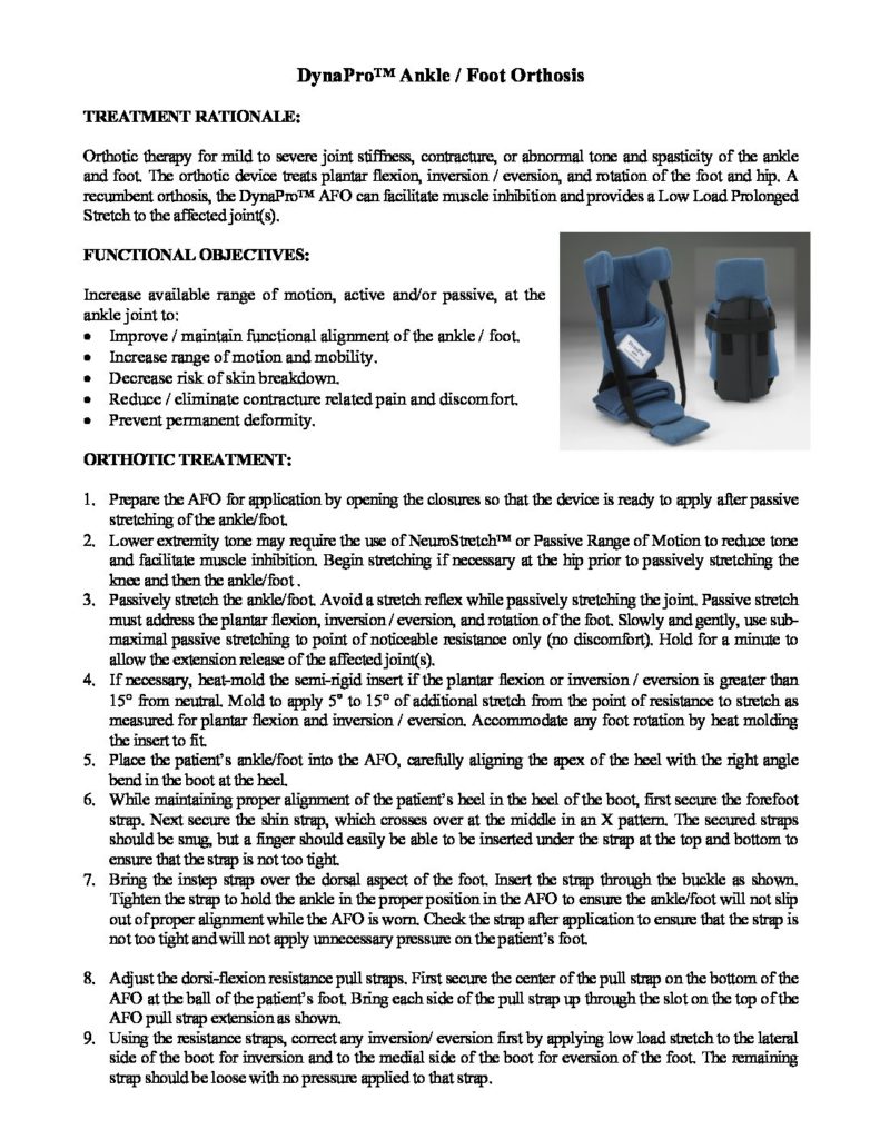 DYNAPRO AFO INSTRUCTIONS