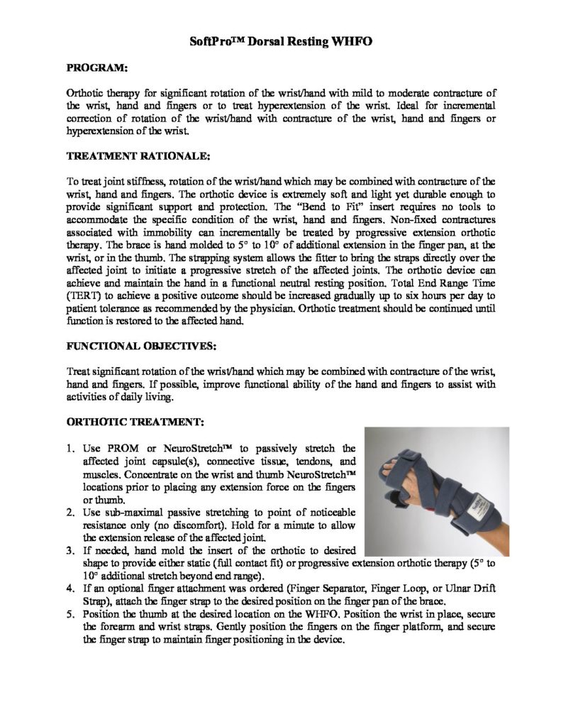 SOFTPRO DORSAL RESTING INSTRUCTIONS Neurorehabdirectory