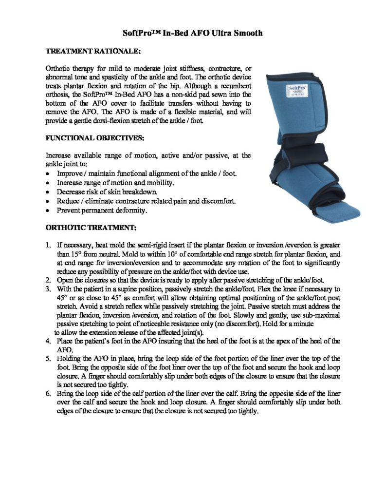 SOFTPRO IN BED AFO ULTRA SMOOTH INSTRUCTIONS Neurorehabdirectory